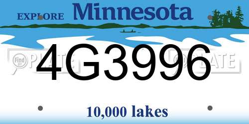 4G3996 Minnesota License Plate