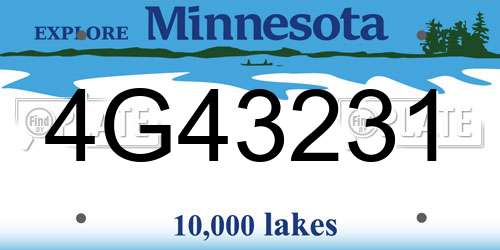 4G43231 Minnesota License Plate