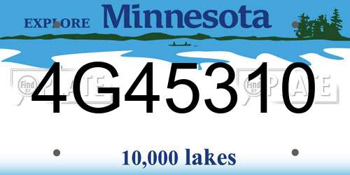 4G45310 Minnesota License Plate