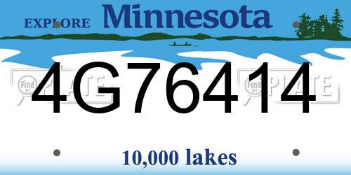 4G76414 Minnesota License Plate