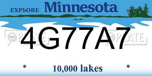 4G77A7 Minnesota License Plate