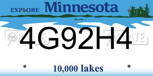 4G92H4 Minnesota License Plate