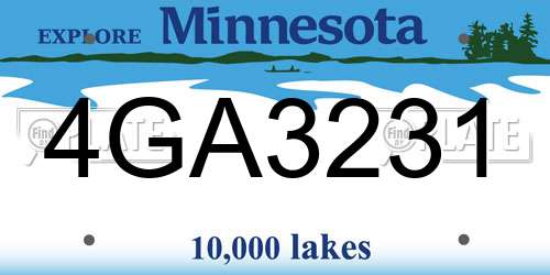 4GA3231 Minnesota License Plate