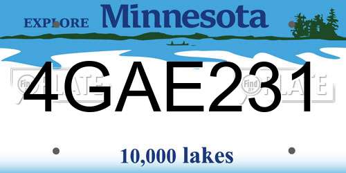 4GAE231 Minnesota License Plate