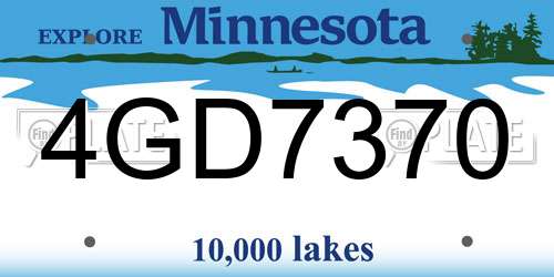 4GD7370 Minnesota License Plate