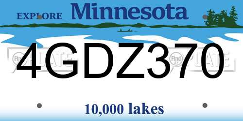 4GDZ370 Minnesota License Plate