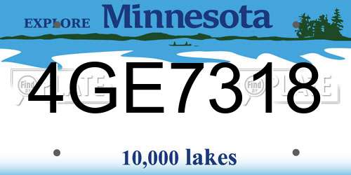 4GE7318 Minnesota License Plate