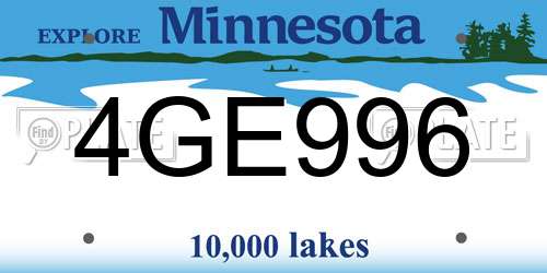 4GE996 Minnesota License Plate