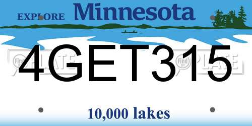 4GET315 Minnesota License Plate
