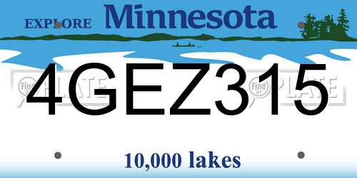 4GEZ315 Minnesota License Plate
