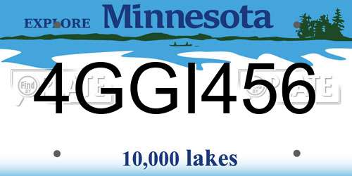4GGI456 Minnesota License Plate