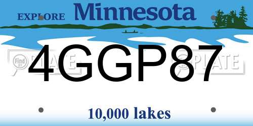 4GGP87 Minnesota License Plate