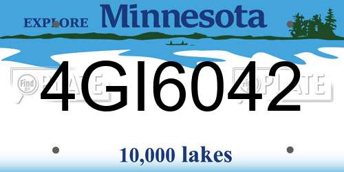 4GI6042 Minnesota License Plate