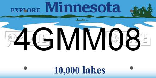 4GMM08 Minnesota License Plate