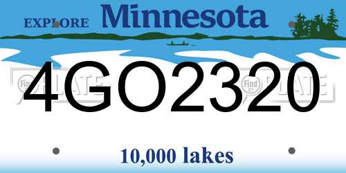 4GO2320 Minnesota License Plate