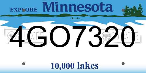 4GO7320 Minnesota License Plate