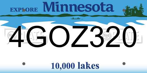 4GOZ320 Minnesota License Plate