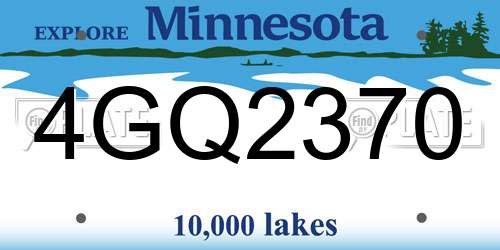 4GQ2370 Minnesota License Plate