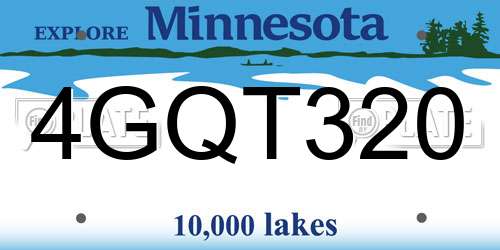 4GQT320 Minnesota License Plate