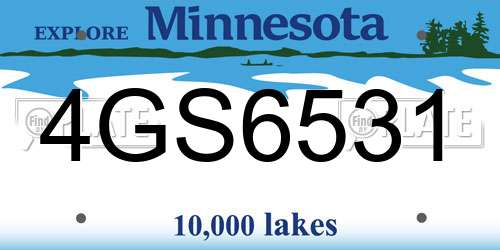 4GS6531 Minnesota License Plate