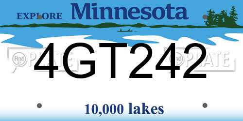 4GT242 Minnesota License Plate