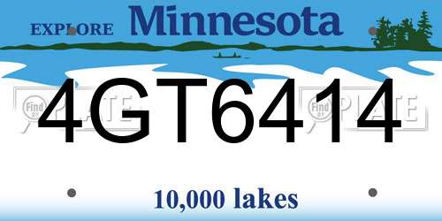 4GT6414 Minnesota License Plate