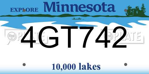 4GT742 Minnesota License Plate