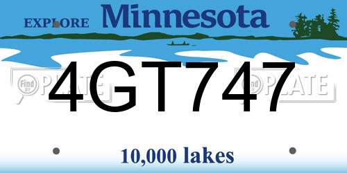 4GT747 Minnesota License Plate