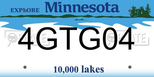 4GTG04 Minnesota License Plate