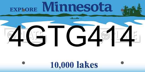 4GTG414 Minnesota License Plate