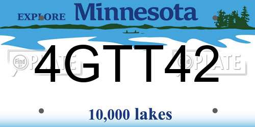 4GTT42 Minnesota License Plate