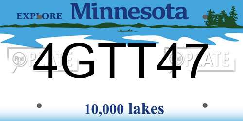 4GTT47 Minnesota License Plate