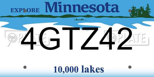 4GTZ42 Minnesota License Plate