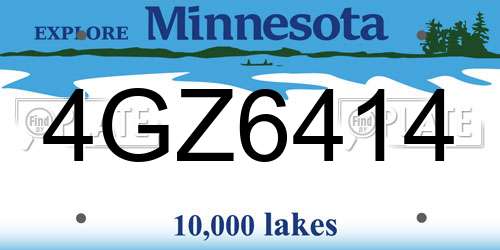 4GZ6414 Minnesota License Plate
