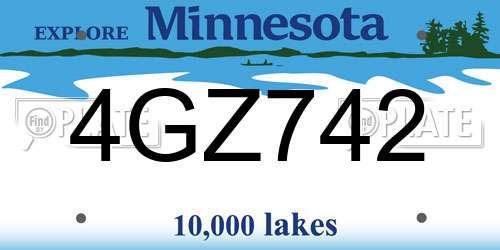 4GZ742 Minnesota License Plate