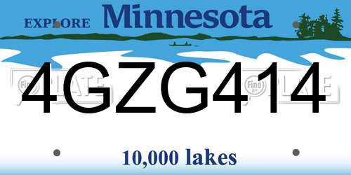 4GZG414 Minnesota License Plate