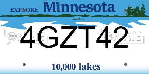 4GZT42 Minnesota License Plate