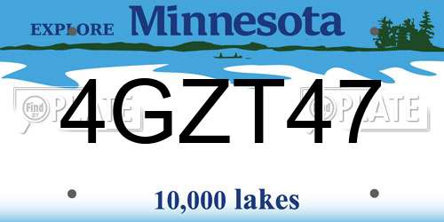 4GZT47 Minnesota License Plate