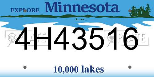 4H43516 Minnesota License Plate