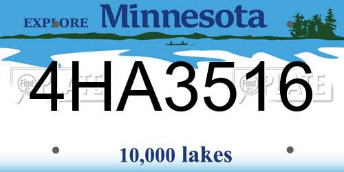 4HA3516 Minnesota License Plate