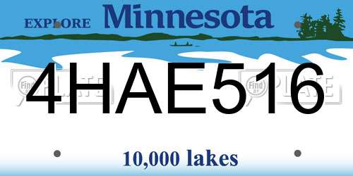 4HAE516 Minnesota License Plate