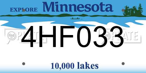 4HF033 Minnesota License Plate