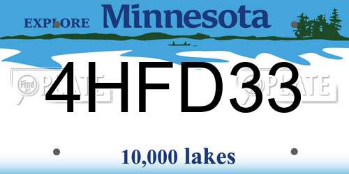 4HFD33 Minnesota License Plate