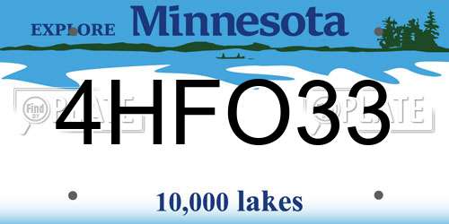 4HFO33 Minnesota License Plate