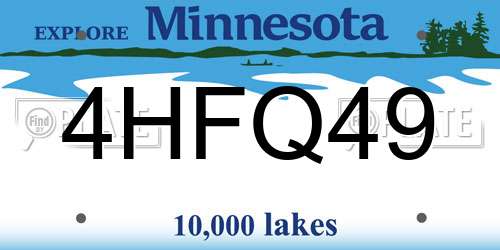 4HFQ49 Minnesota License Plate
