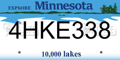 4HKE338 Minnesota License Plate