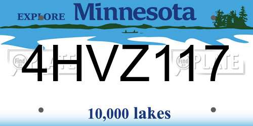 4HVZ117 Minnesota License Plate