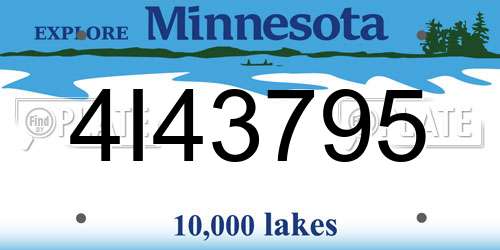4I43795 Minnesota License Plate