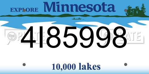4I85998 Minnesota License Plate