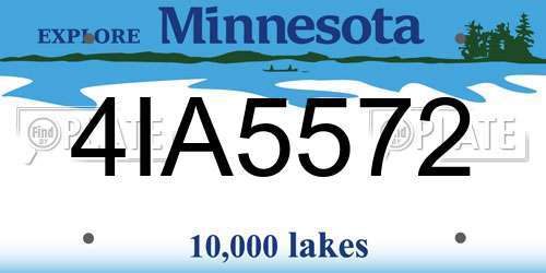 4IA5572 Minnesota License Plate